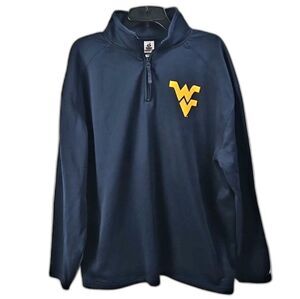 West Virginia Mountaineers Mens 1/4 Zip Blue/yellow Sz 2XL
